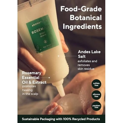AROMATICA Rosemary Scalp Scrub 5.82oz / 165g, Scalp Treatment, Scalp Exfoliator with Salt Hair Scrub for Oily Scalp, Dandruff, Build Up Remover