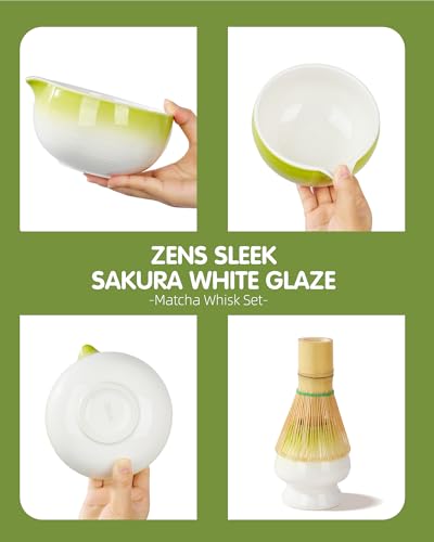 ZENS Premium Matcha Whisk Set - 6-Piece Complete Kit for Tea Ceremony