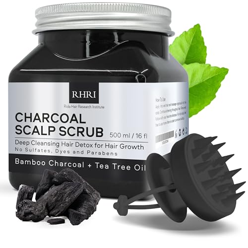Rida Charcoal Scalp Scrub - Black, 16 Fl Oz | Detox & Dandruff Relief