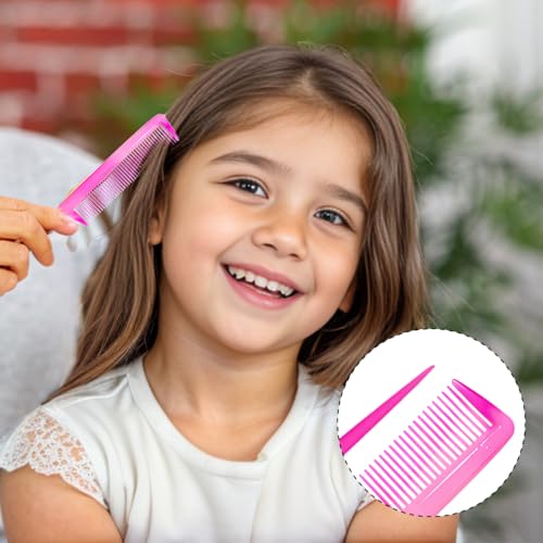 Pink Hair Comb Set - Wide Tooth, Fine Tooth, Rat Tail & Dual Comb