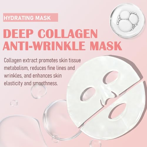Anweina Overnight Collagen Face Mask, Anti-Aging Hydrating Treatment (8 Pack)