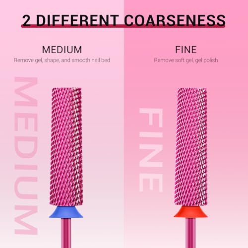 MelodySusie Pink Blossom Fine Tapered Nail Drill Bits 3/32'' Carbide for Manicure & Pedicure