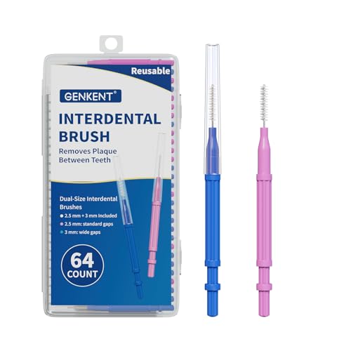 GENKENT Interdental Brushes for Braces - 64 Pack, 2 Sizes
