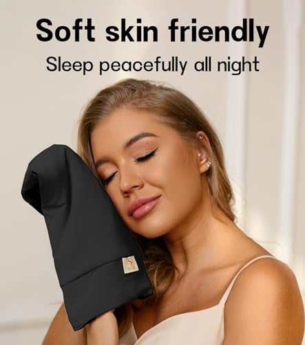 SECZIPE Medium-Large Black Satin Sleep Bonnet 2pcs for Curly & Natural Hair