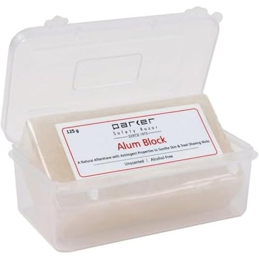 Parker Large Alum Block with Travel Case (125 g./4.4 oz.) - A Natural Aftershave with Antiseptic Properties - an Essential Item for Every Wet Shaver