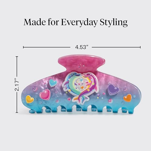 Lisa Frank Glitter Hair Clip - Dancing Dolphins Claw Clip for Women