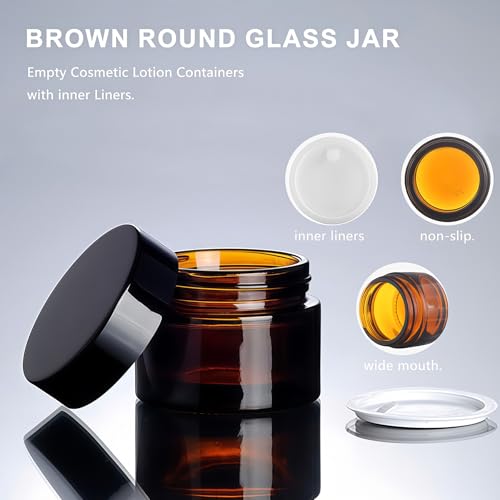TUPWEL 6 Pack Amber Glass Cosmetic Jars 5ml Small Lotion & Balm Containers