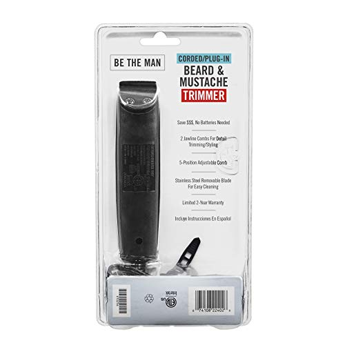 ConairMAN 4-Piece Corded Beard Trimmer Set with Nose & Ear Groomer, Comb Attachments