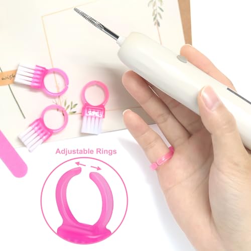 SHEERBLISS Mini Nail Brush Rings - 20pcs Adjustable Fingernail Cleaner