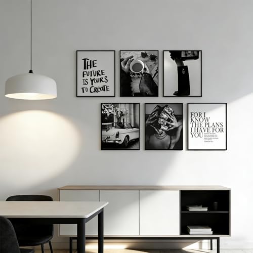 Chic Black & White Fashion Wall Art Set - Motivational Posters 8x10