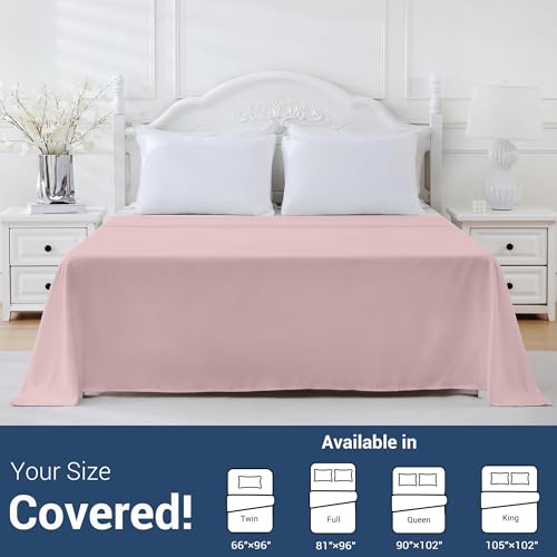 King Flat Sheet - Soft Breathable Brushed Microfiber, Pink