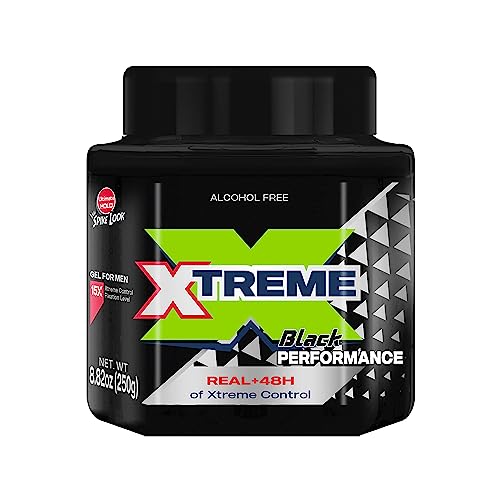 Xtreme Black Performance Hair Gel for Men - 48-Hour Strong Hold, Alcohol-Free, 8.82 Oz (Pack of 3)