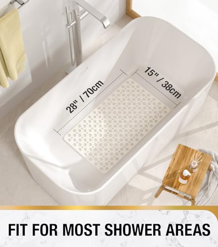 HITSLAM Non-Slip Bathtub Mat, 28x15 Inch TPE with Suction Cups