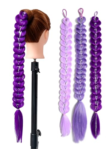 TASHEEMA 24-Inch Pre-Braided Ponytail Extension, Dark Purple Synthetic Hair
