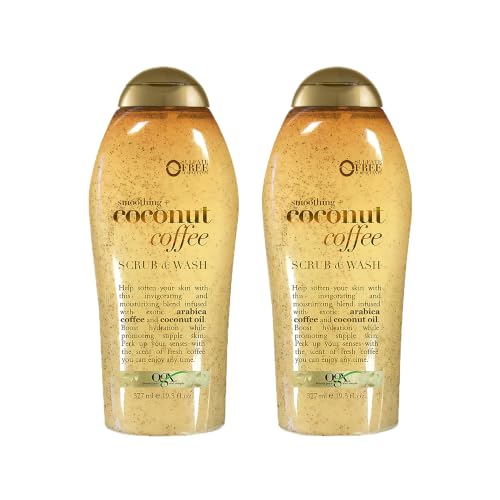 OGX Coconut Coffee Body Scrub & Wash 2-Pack - Hydrating Exfoliating Body Care