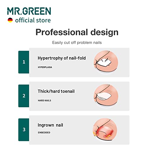 MR.GREEN Professional Toenail Clipper for Ingrown Nails - Green & Remover