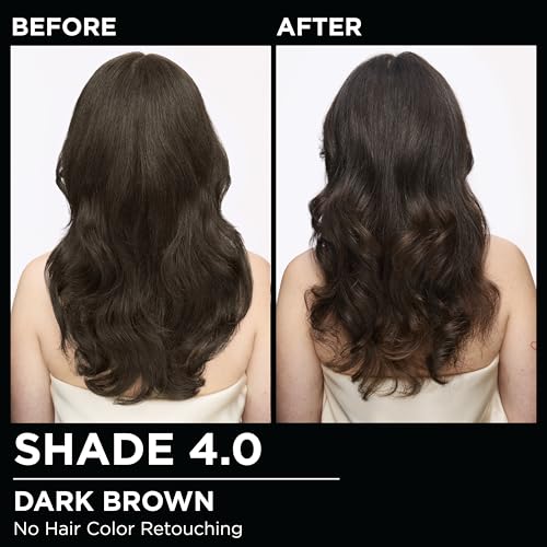 Garnier Olia Hair Color, Ammonia-Free Permanent Hair Dye, Oil-Powered Formula for 100% Gray Coverage and 3x Shinier Hair, Vegan & Cruelty Free, 4.0 Dark Brown, 2 Count
