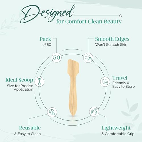 Bamboo Cosmetic Spatulas - Eco-Friendly Applicator for Skincare & Crafts (50 Pack)