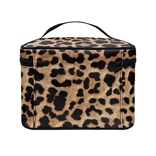 JEOCODY Leopard Print Makeup Pouch - Waterproof Travel Organizer Bag