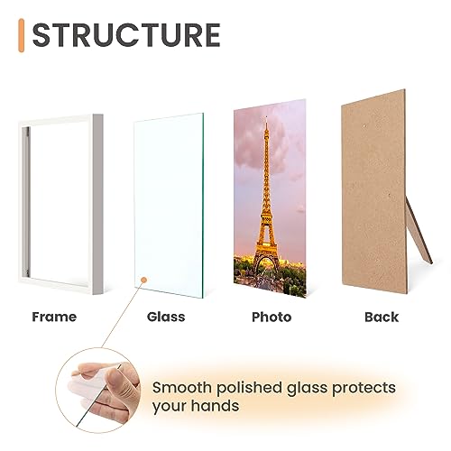 Upsimples 5x7 Picture Frame Set of 3 - White Photo Frames for Wall & Tabletop