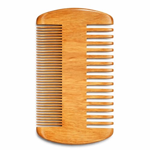 Grow Alpha Beard Wooden Beard Comb & Case - Dual Action Pear Wood Groomer