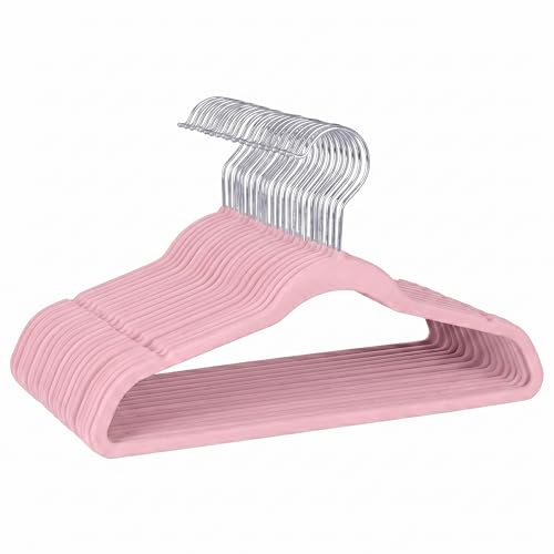 Laura Ashley 25-Pack Slim Velvet Hangers - Non-Slip Closet Organizers