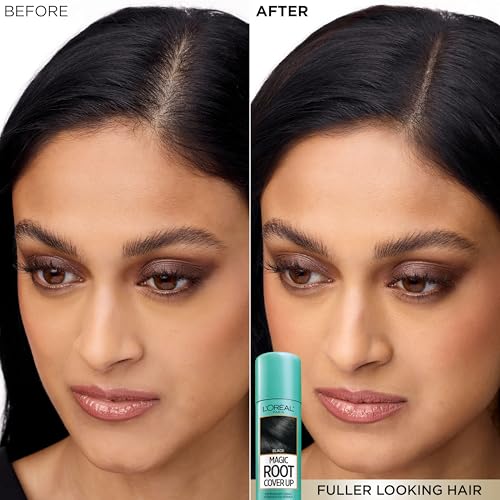 L'Oreal Paris Magic Root Cover Up Gray Hair Spray, 100% Gray Hair Coverage with Buildable, Lightweight, Transfer-Resistant, and Temporary Formula, Ammonia-Free, Dark Brown, 2 oz (1 Count)
