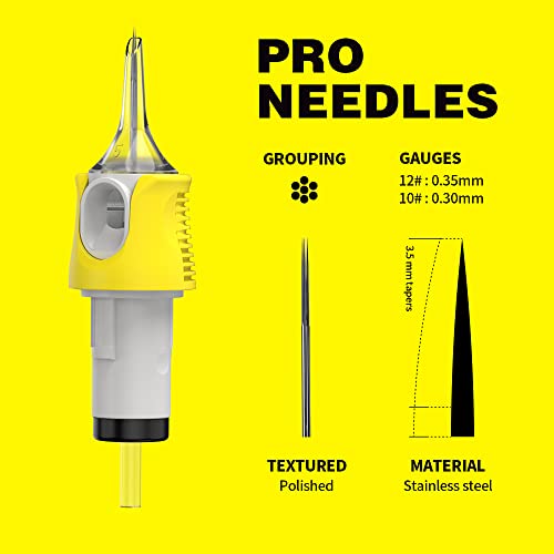 HAWINK Tattoo Cartridge Needles 1203RL, 16PCS Round Liner with Finger Ledge