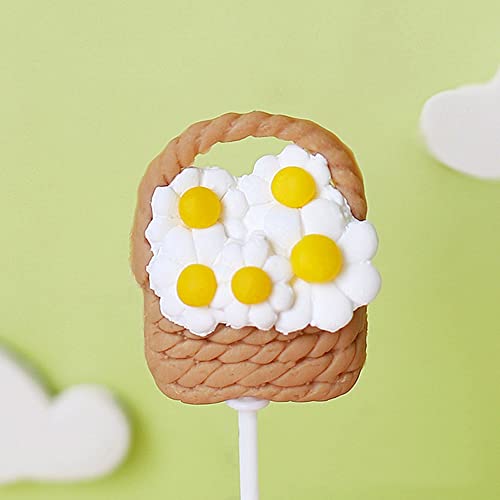 Bumble Bee Cake Toppers - 11Pcs Honeycomb Flower Picks for Baby Shower & Birthday Parties