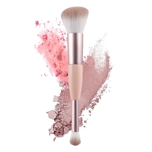 ACMEBEAUTY Rose Gold Dual-Ended Makeup Brush for Powder, Blush & Contour