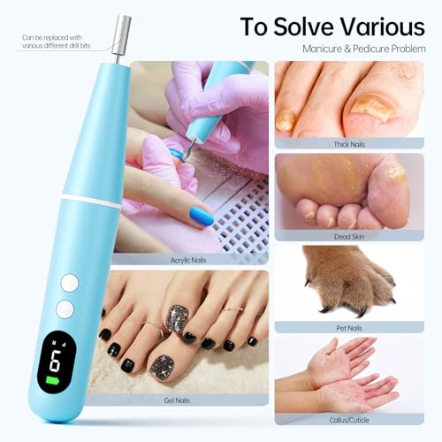 Ccigedy Cordless Electric Nail Drill File - Blue, 20,000 RPM