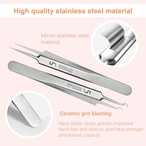 Blackhead Remover Tweezers Kit - 3 Precision Tools for Acne & Ingrown Hair
