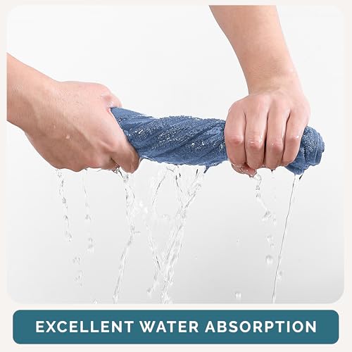 Casa Platino 100% Cotton Wash Cloths - 6 Pack, Cerulean Blue, 13x13