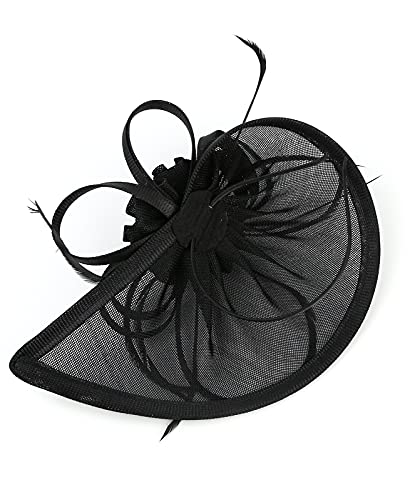 Z&X Sinamay Fascinator Hat with Floral Feather for Wedding Tea Party