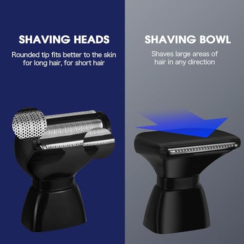 Back Shavers for Men Long Handle,Multifunctional Self-Service Electric Back Hair Razor with Adjustable Handle,Men's Back Shaver wiht Nose Hair Trimmer Set and 2 Shock Absorber Flex Heads£¬Black