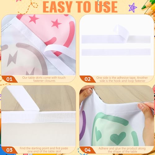 Pastel Smile Teacher Desk Skirt 72" x 30" for Classroom Decor