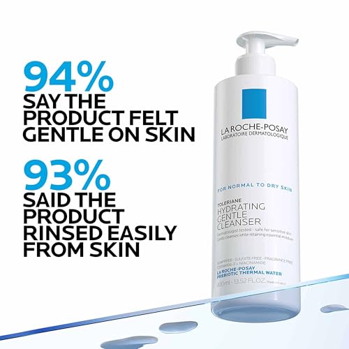 La Roche-Posay Toleriane Hydrating Facial Cleanser 13.52 Fl Oz – Gentle Daily Wash with Niacinamide & Ceramides for Sensitive Skin