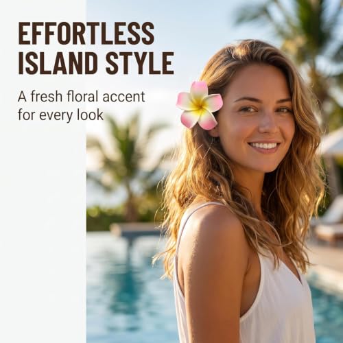 Hawaiian Frangipani Foam Hair Clips - Tropical Beach Hair Accessories, 7cm, 2-Pack