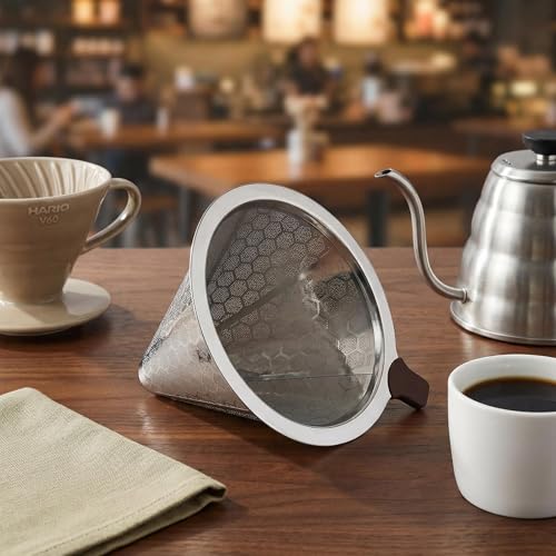 GeeAnkok Reusable Pour Over Coffee Filter - Stainless Steel, Eco-Friendly, Fits Chemex & Hario V60