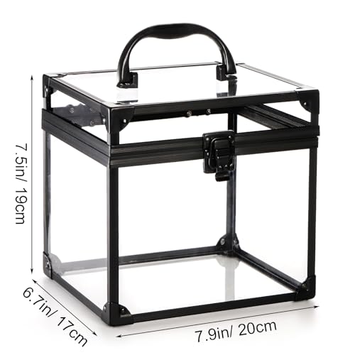 Okllen Clear Crown Makeup Organizer Case - Acrylic Cosmetic Storage Box with Handle