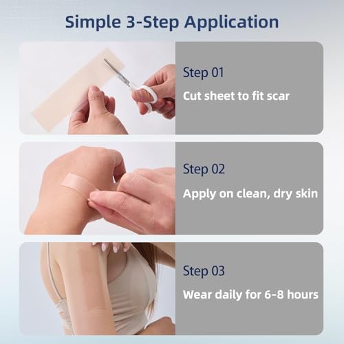 Light Tone Silicone Scar Sheets - 6 Reusable Strips, 1.6" x 6"