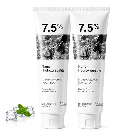 Ayzololo 7.5% Nano Hydroxyapatite Toothpaste, Fluoride-Free, Fresh Mint, 8.46 oz (Pack of 2)