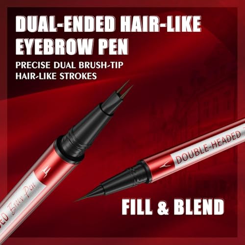 Lumiyou Microblading Eyebrow Pen with Dual Brush Tip - Waterproof & Long-Lasting (Black)