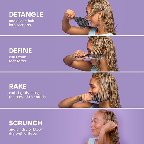 Wet Brush Curl Shaper Detangler Brush - Purple for All Hair Types