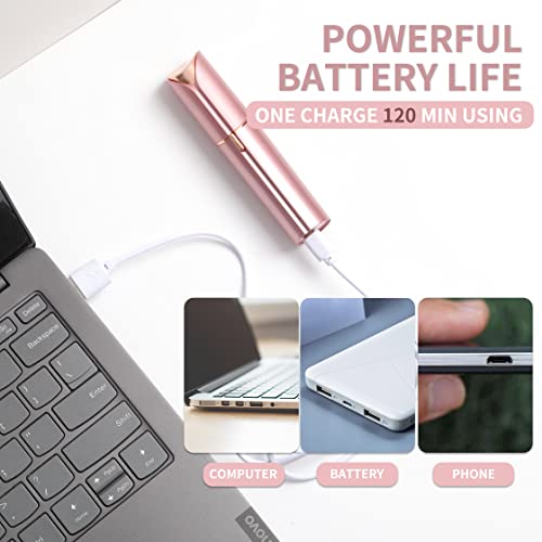 Flawless Facial Hair Removal for Women, Portable Painless Hair Remover Device, Rechargeable, with 4 Replacement Heads, for Face, Upper Lip and Chin