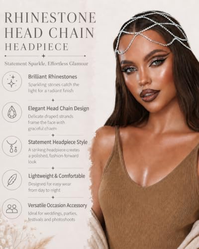 StoneFans Rhinestone Mesh Headpiece Cap Silver Roaring 20s Flapper Hair Accessory for Women Girls
