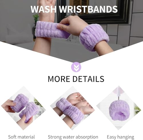 16-Piece Skincare Headband Set for Spa and Makeup - Purple
