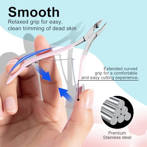 NXJ INFILILA Pink Cuticle Nippers - Sharp Stainless Steel Cuticle Clippers for Women, Professional Nail Salon & Home Use (Pack of 2)