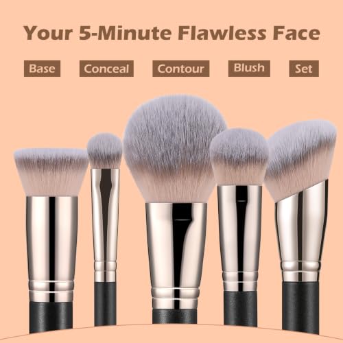 TEOYALL 5-Piece Makeup Brush Set with Blush Brush - Professional Quality