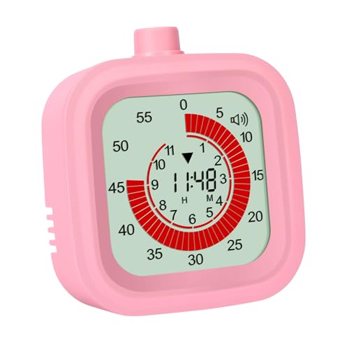 VLEJEARI Digital Visual Timer for Kids - 12 Hour Countdown & Countup (Pink)